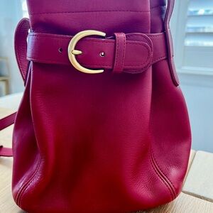 Coach Red Leather drawstring shoulder bag